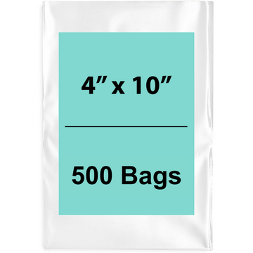 4X10 inches Clear Flat Poly Bags 2Mil Open Top (LDPE)